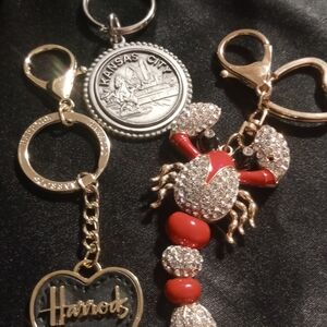 Crystal Lobster Keychain ,Kansas City medallion & Harrods heart